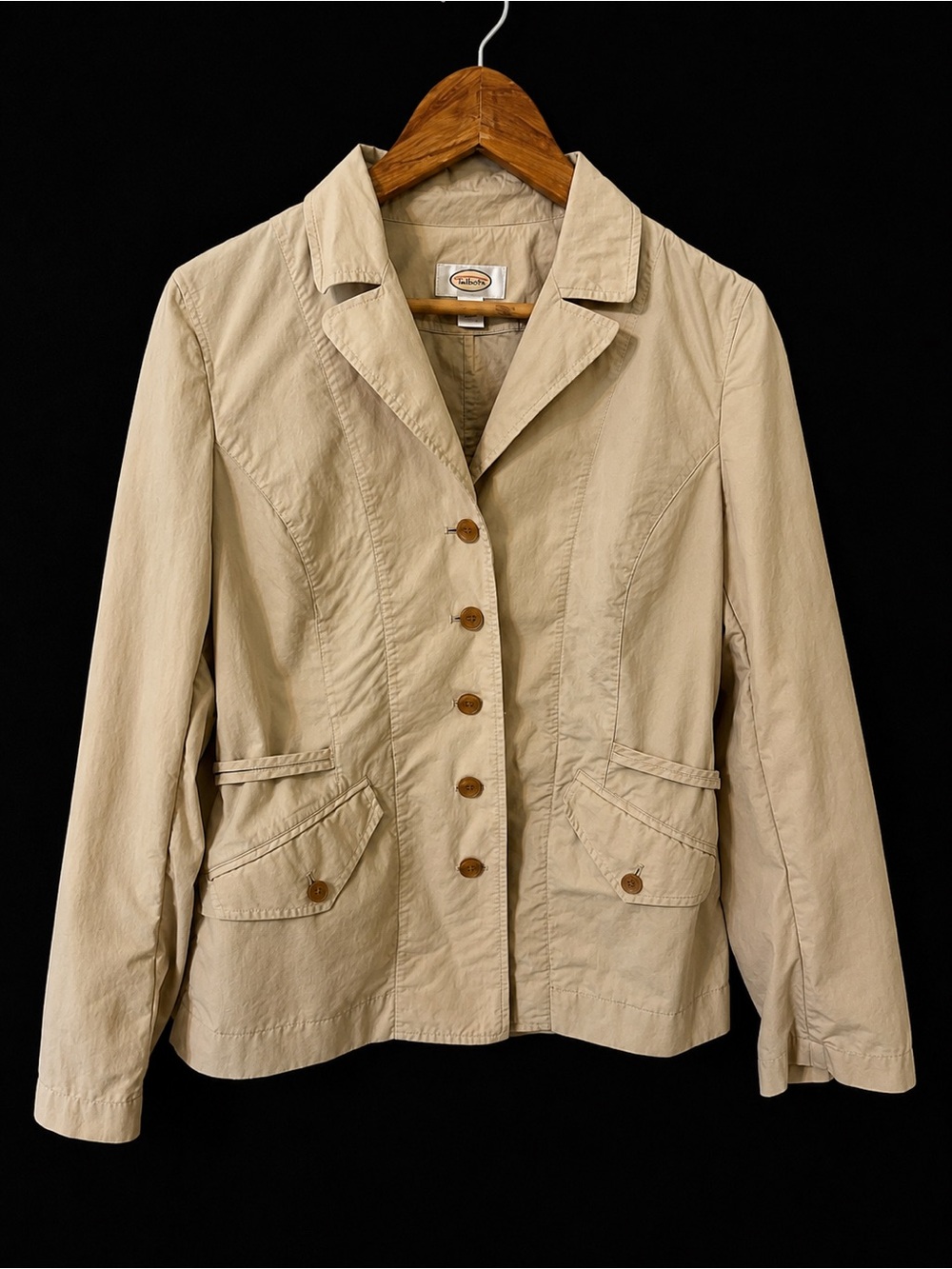 Talbots Khaki Button-Front Tailored Blazer
